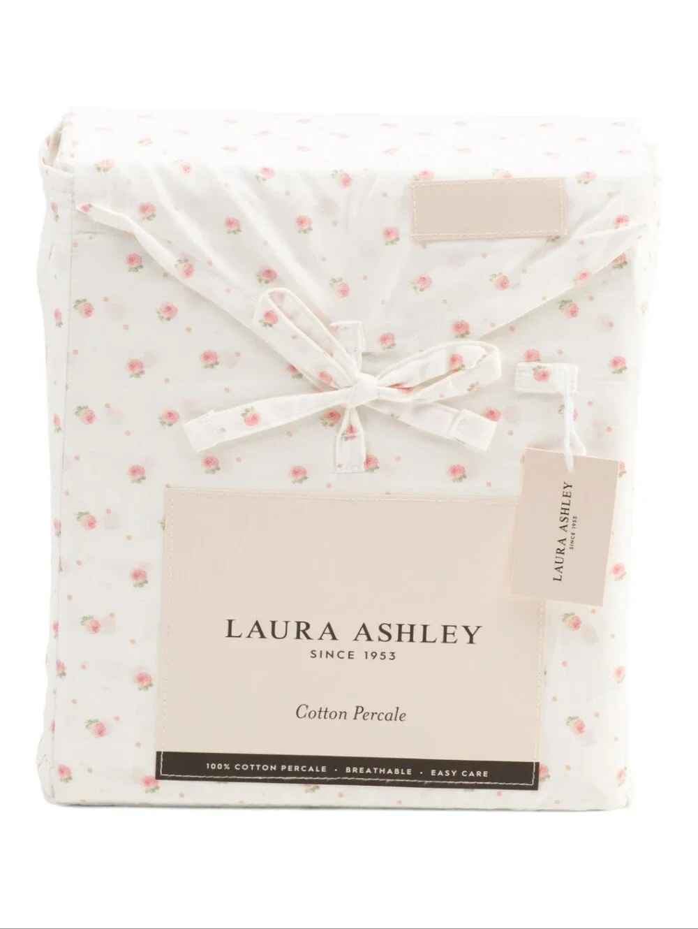 Laura Ashley FULL Sheet Set Pink  Floral Percale Cotton Cottagecore